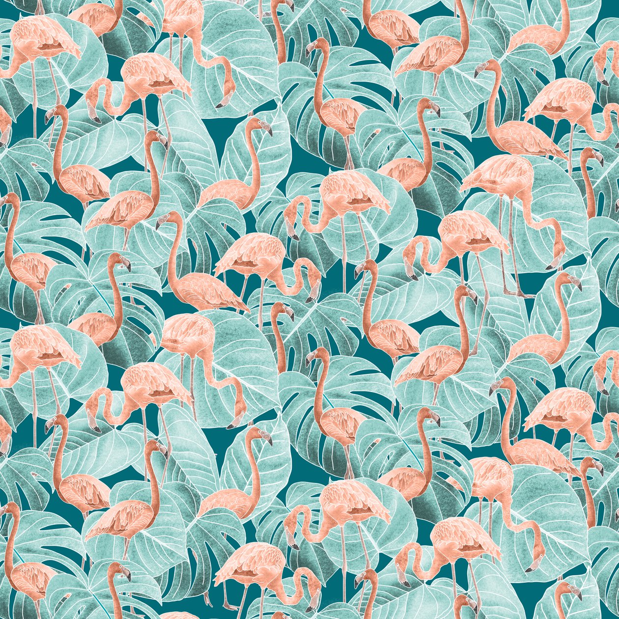 Flamingomönster, 2020 (grafitpenna  digital) av Stacy Hsu