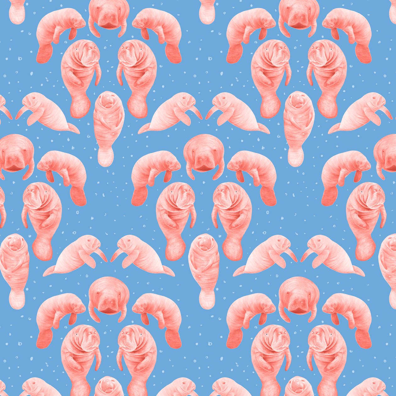 Manatee-mönster, 2023 (grafitpenna  digital) av Stacy Hsu