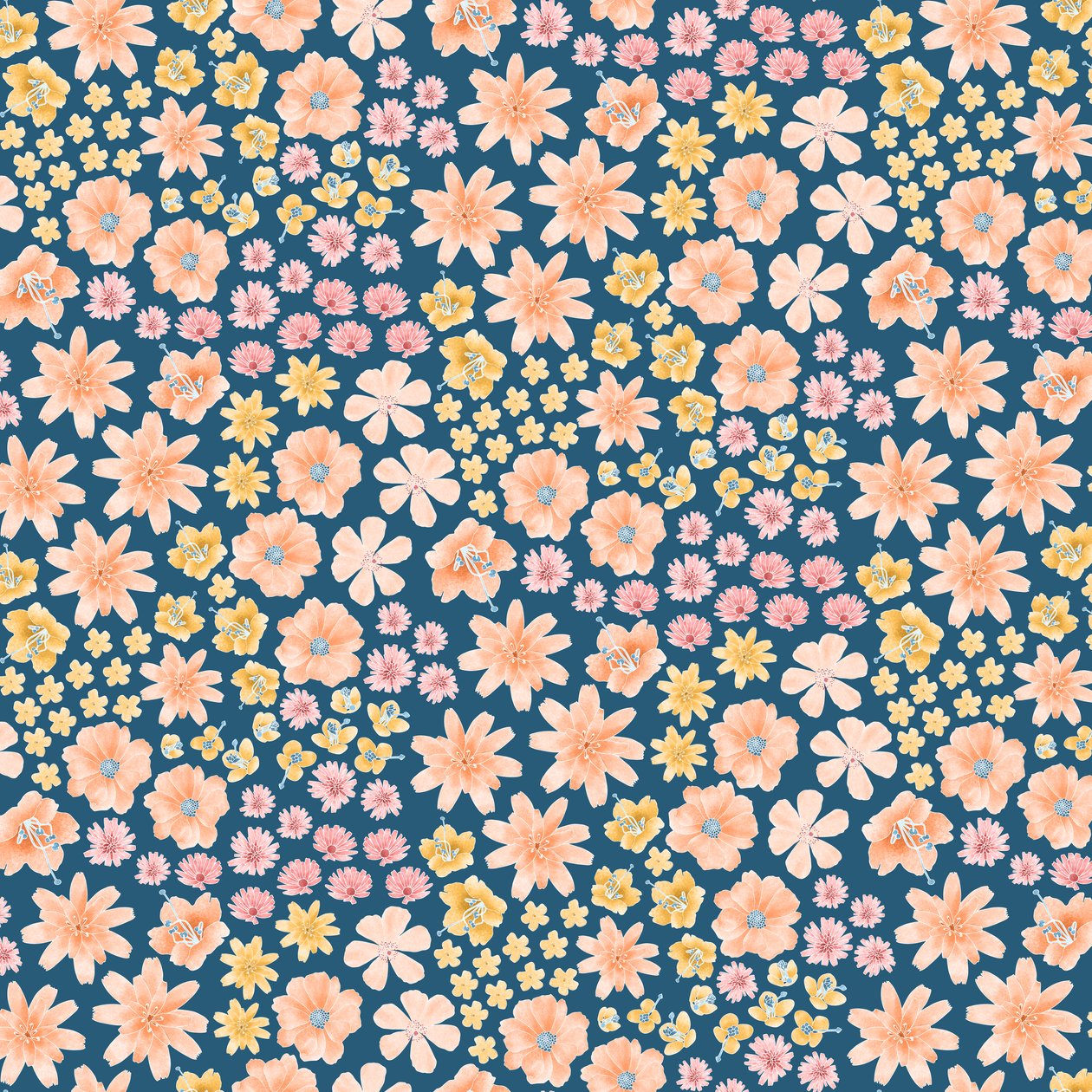 Mönster av vilda blommor i Mojaveöknen, 2021 (grafitpenna  digital) av Stacy Hsu