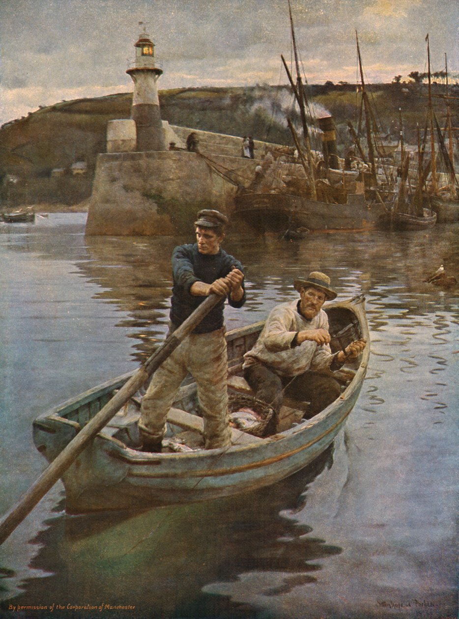 Fyren Newlyn, Cornwall, 1893, c1930. av Elizabeth Adela Stanhope Forbes
