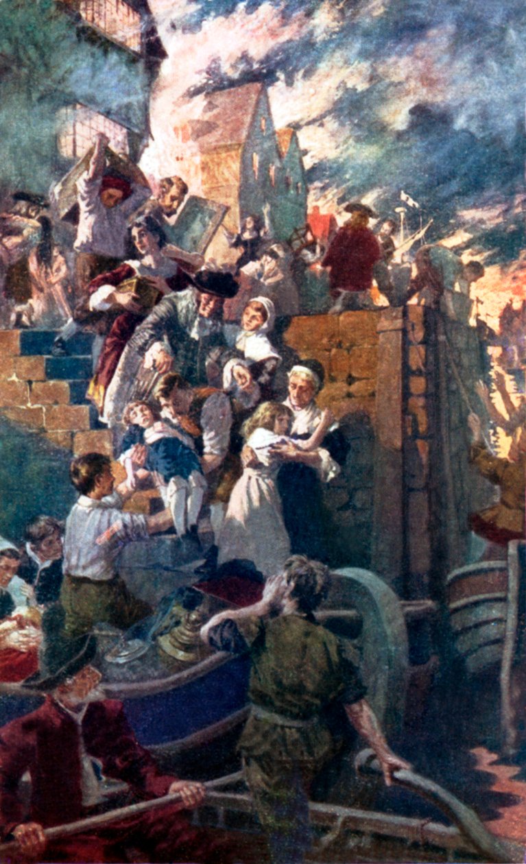 Den stora branden i London (färglitografi) av Stanhope Alexander (after) Forbes