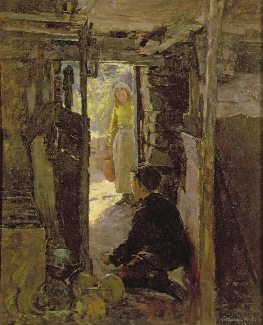 Vid stugdörren av Stanhope Alexander Forbes