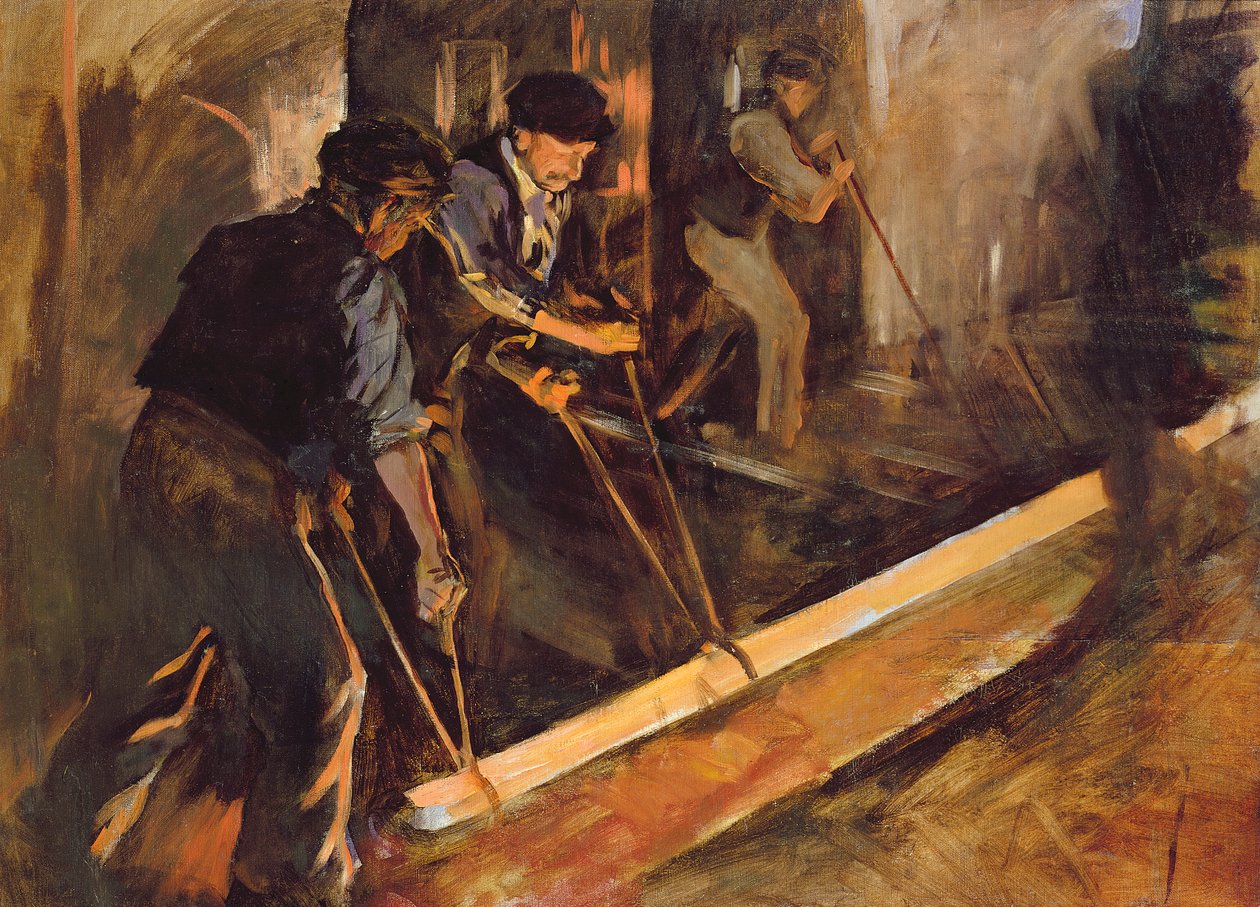 Forging Steel, The Steel Mills (olja på duk) av Stanhope Alexander Forbes