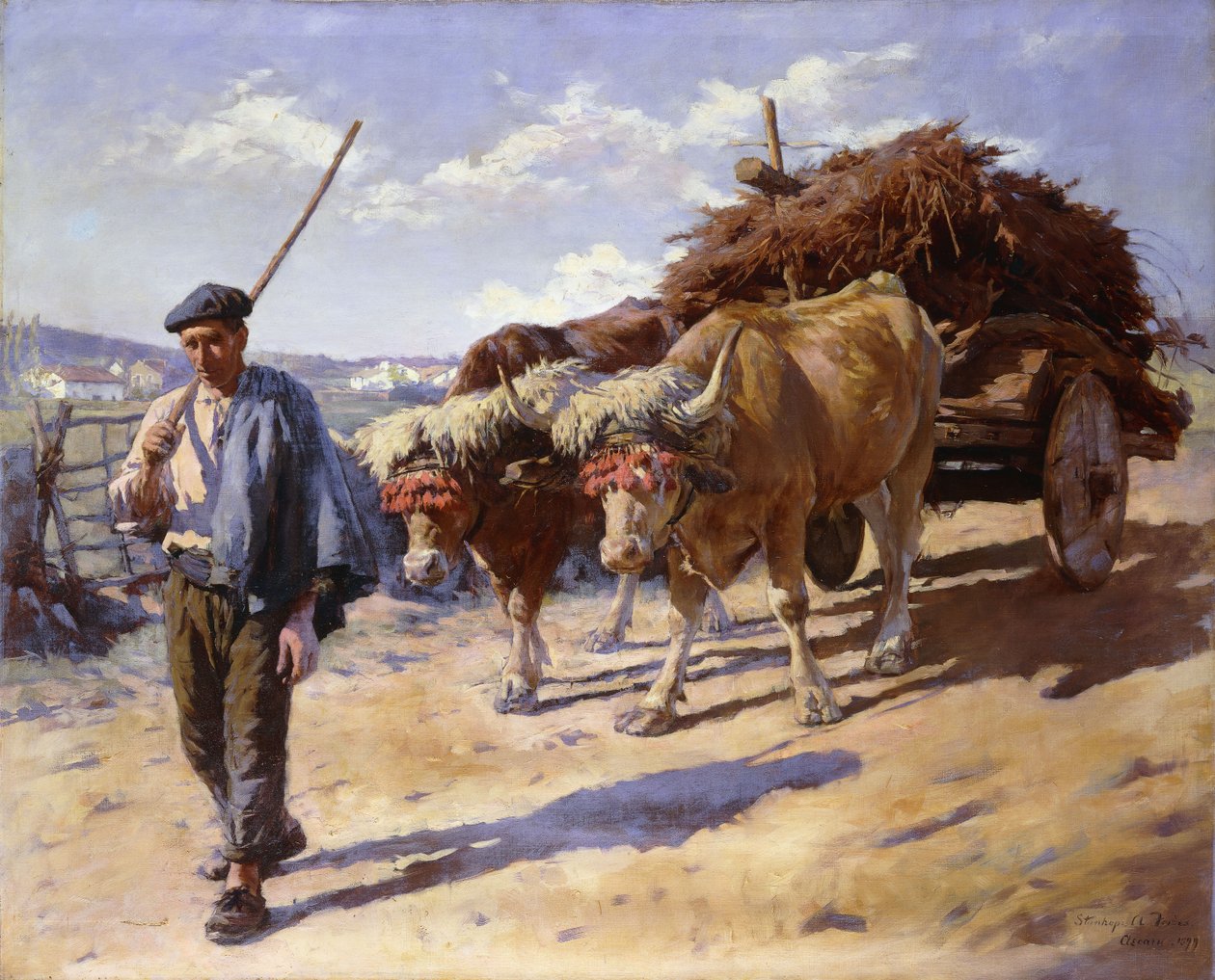 Bonde med sin tjurvagn, Ascain av Stanhope Alexander Forbes