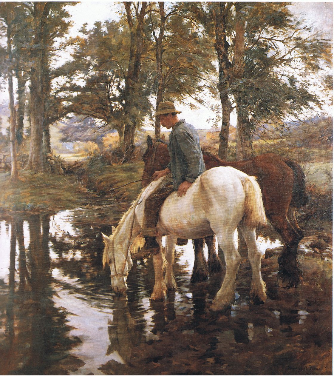 Dricksplatsen (färg litho) av Stanhope Alexander Forbes