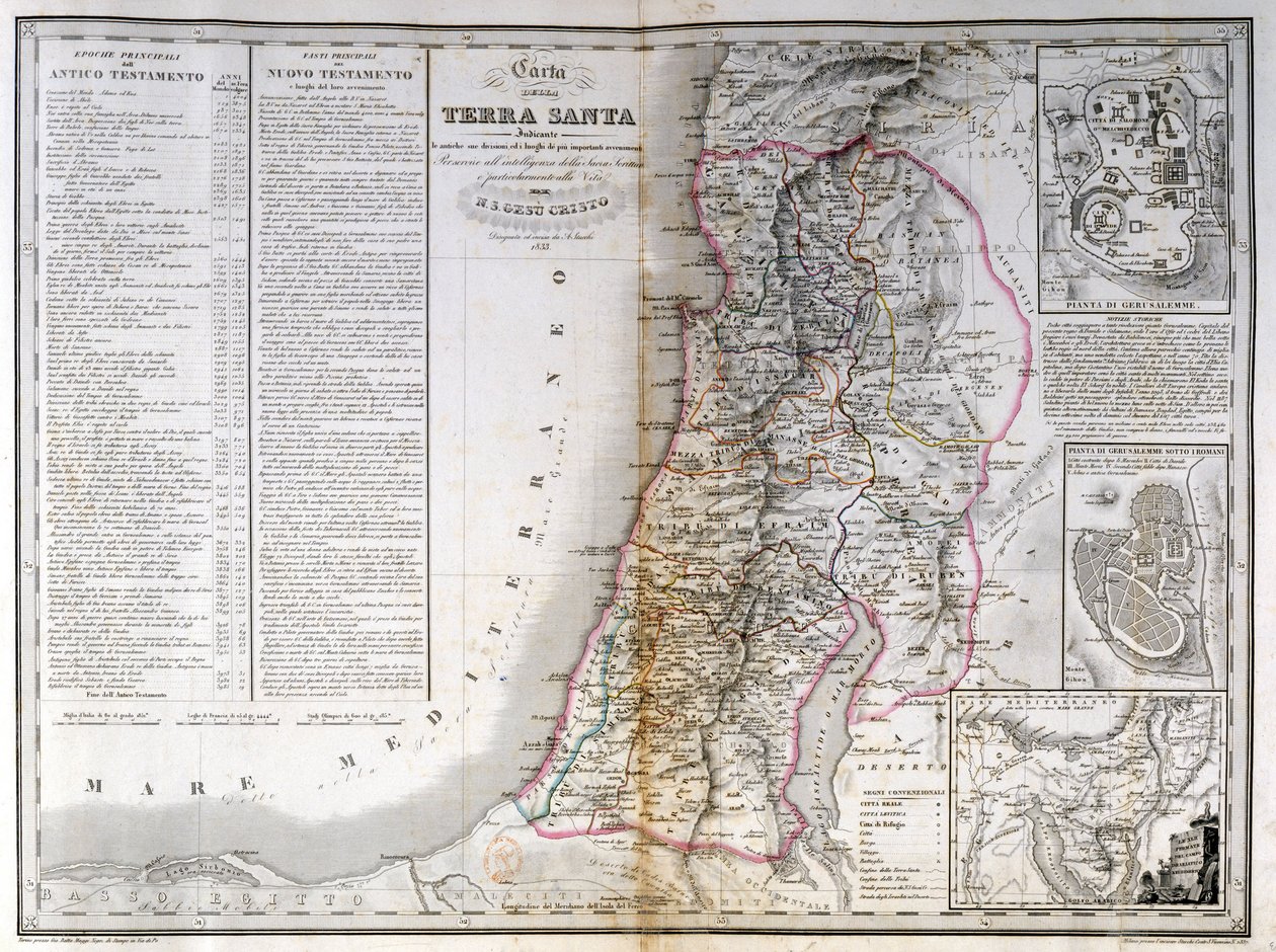 Karta över Palestina som också visar gränserna för varje stam. A. Stucchi av Stanislao Stucchi