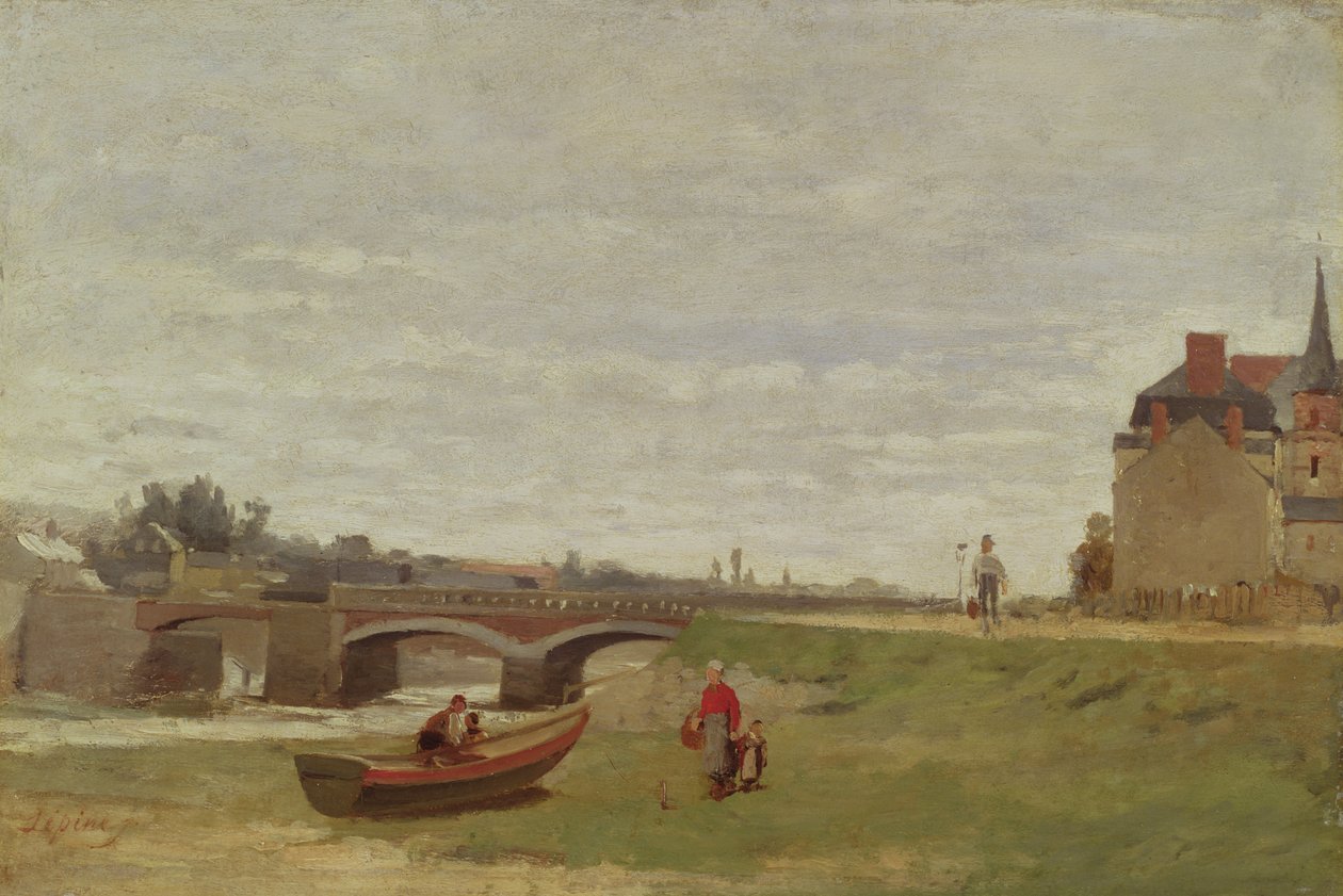Landskap med en bro, tidigt 1870-tal av Stanislas Victor Edouard Lepine