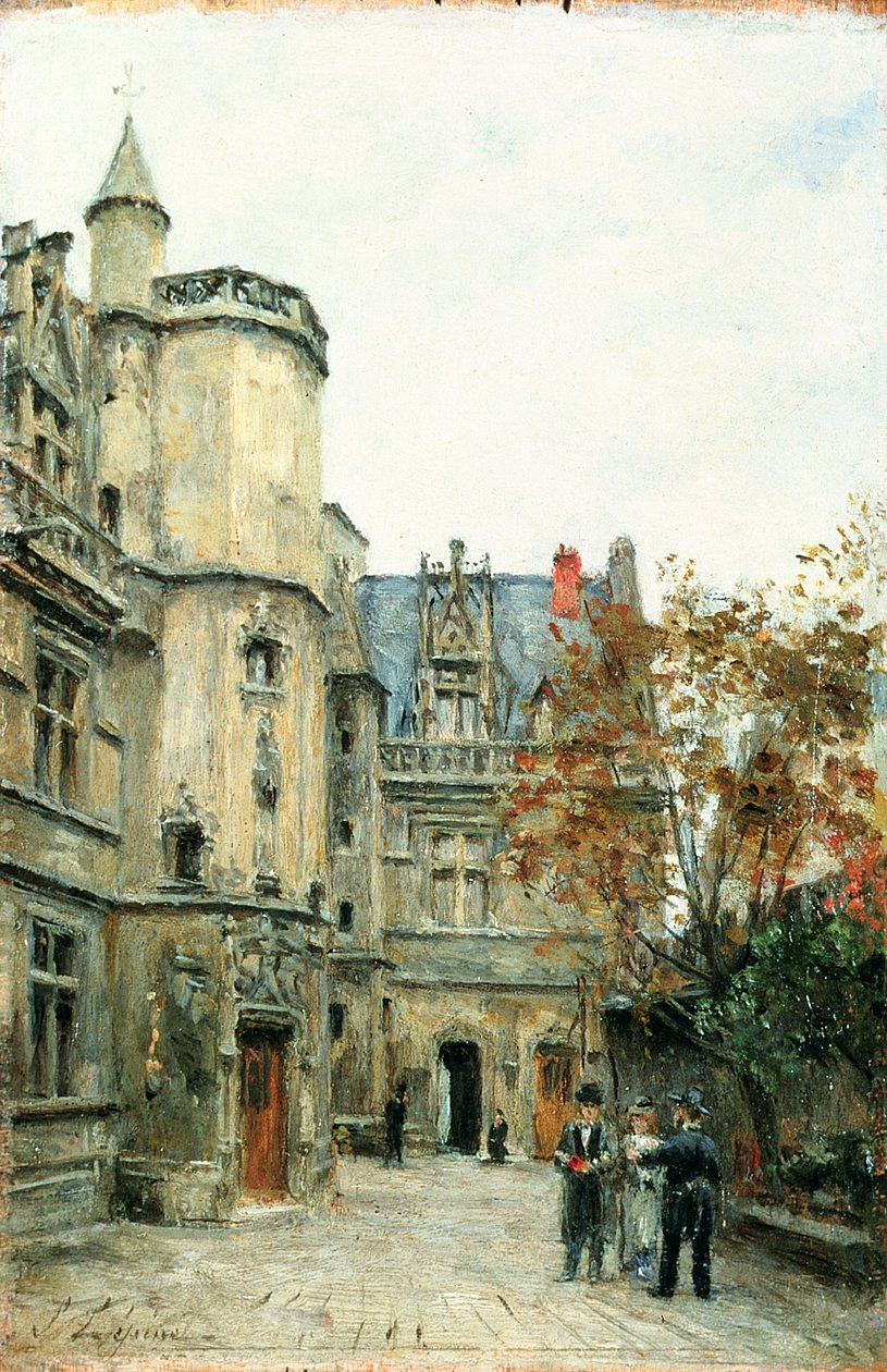 The Courtyard of the Museum of Cluny, c.1878-80 (panel) av Stanislas Victor Edouard Lepine
