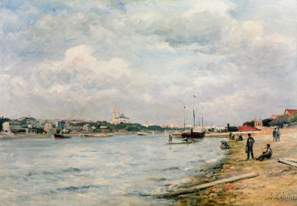 Seinen vid Passy - Trocadero och Port de Grenelle (olja) av Stanislas Victor Edouard Lepine