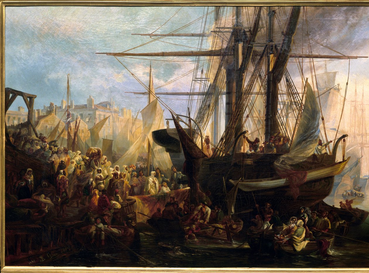 Embarking of Abd El Kader (Abd El-Kader, algerisk politiker och filosof av Stanislas Gorin
