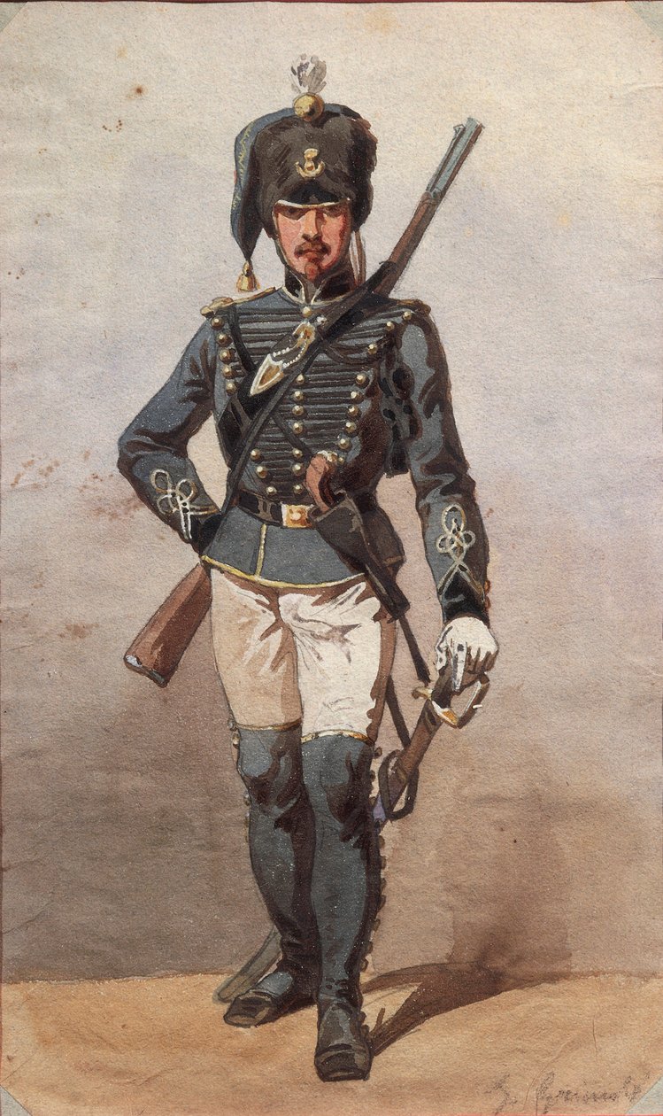 Studie av uniformer, teckning av Stanislao Grimaldi del Poggetto av Stanislas Grimaldi del Poggetto