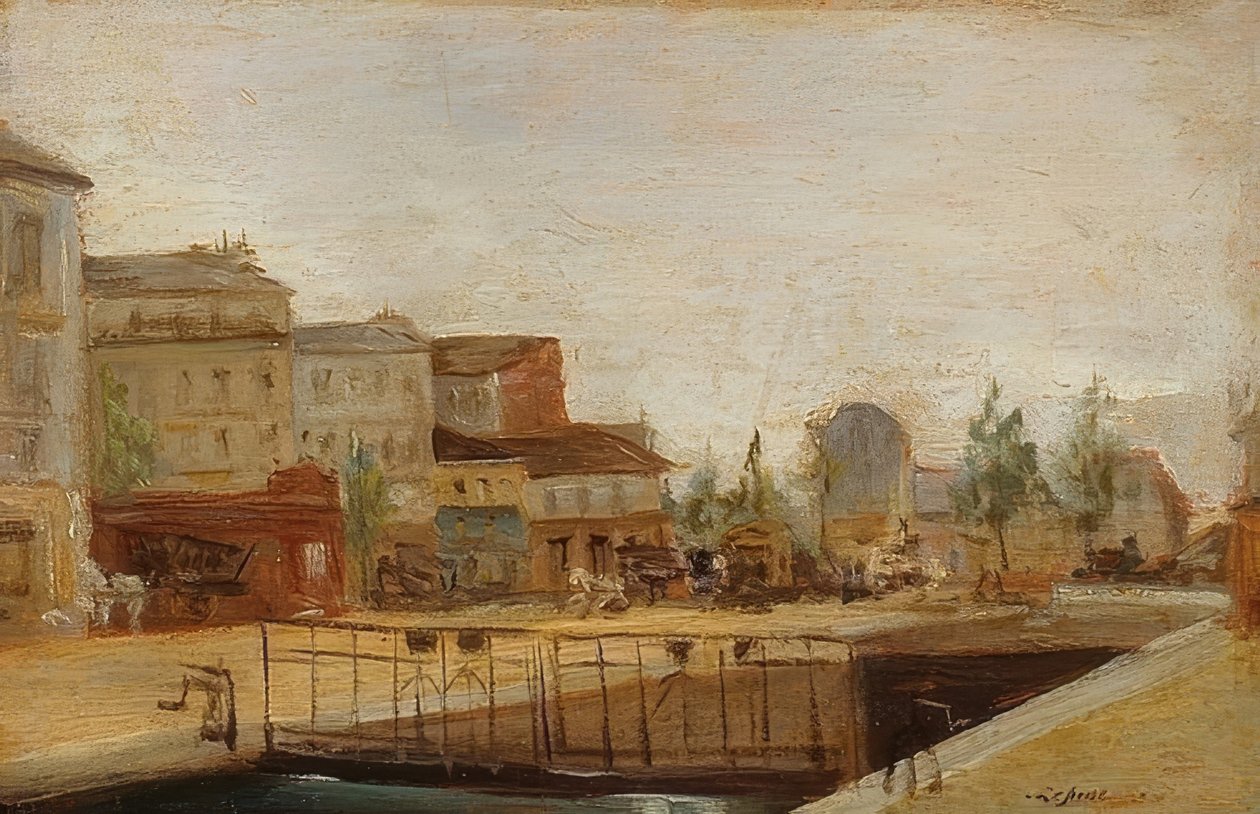 Canal Saint-Martin i Paris med sluss av Stanislas Lepine