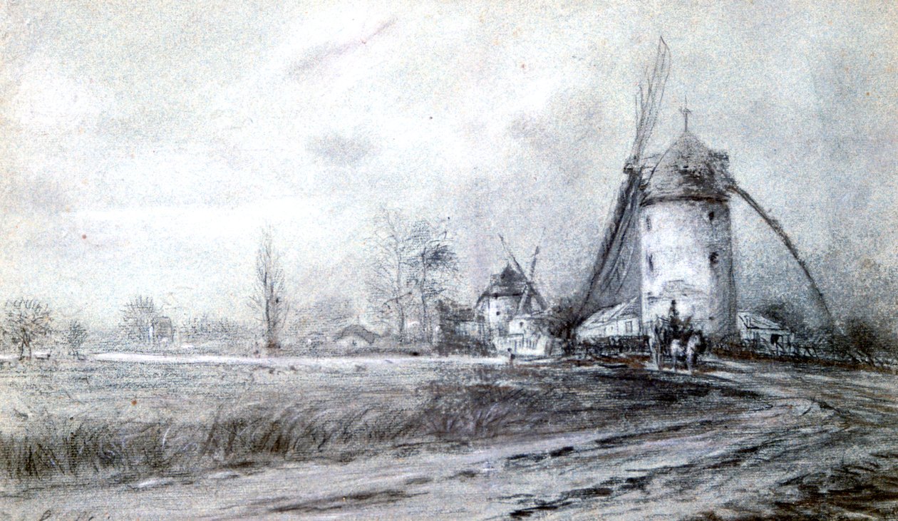 Landskap med väderkvarn, c1855-1892 av Stanislas Lepine