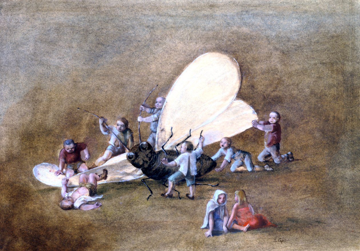 De grymma barnen, c1850-1890 av Stanislas Lepine