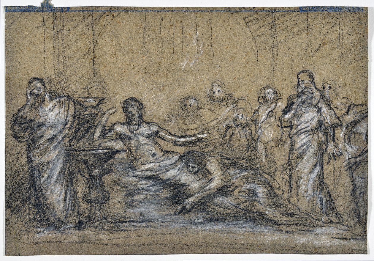 Forntida scenstudie (teckning) av Stanislas Torrents y de Amat