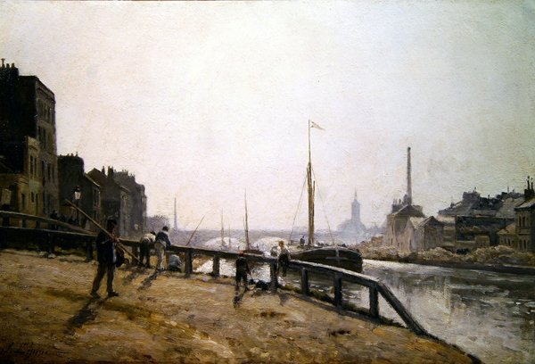 Kanalscen (olja på duk) av Stanislas Victor Edouard Lepine