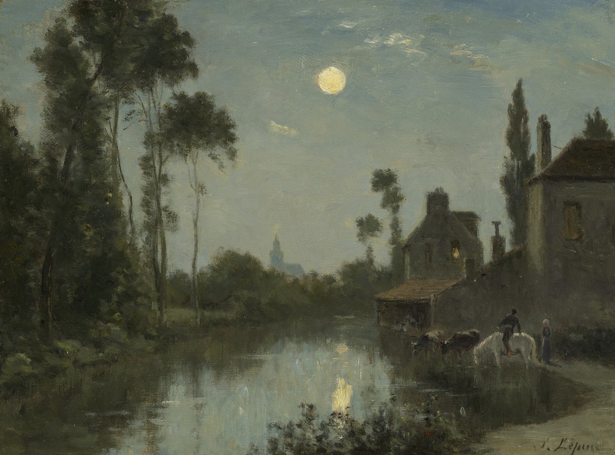 Moonlit River, c.1866-?70 av Stanislas Victor Edouard Lepine