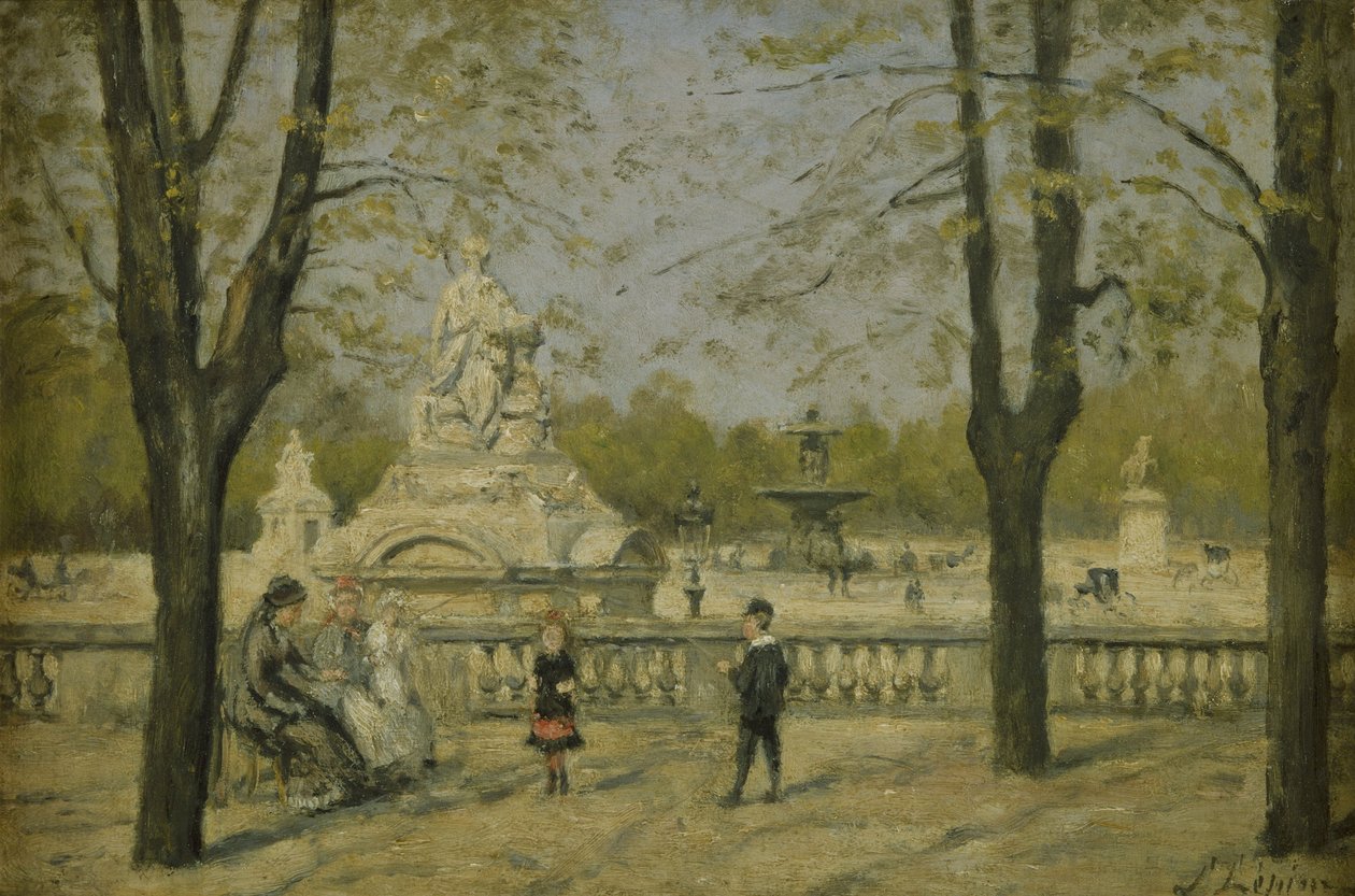 Place de la Concorde, vy från Tuileries-terrassen, ca 1880 (olja på trä) av Stanislas Victor Edouard Lepine