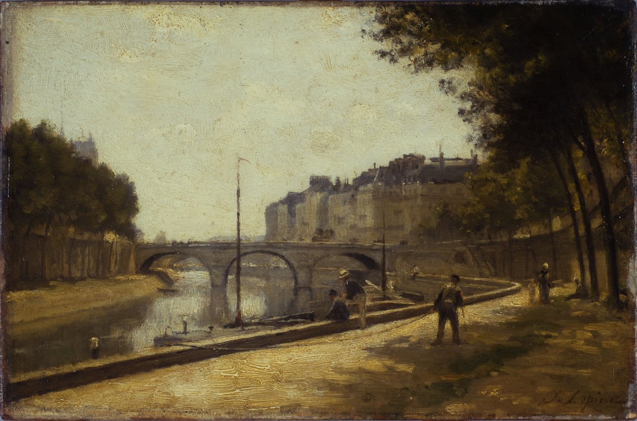 Saint-Michel Bridge, ca 1880 (olja på trä) av Stanislas Victor Edouard Lepine