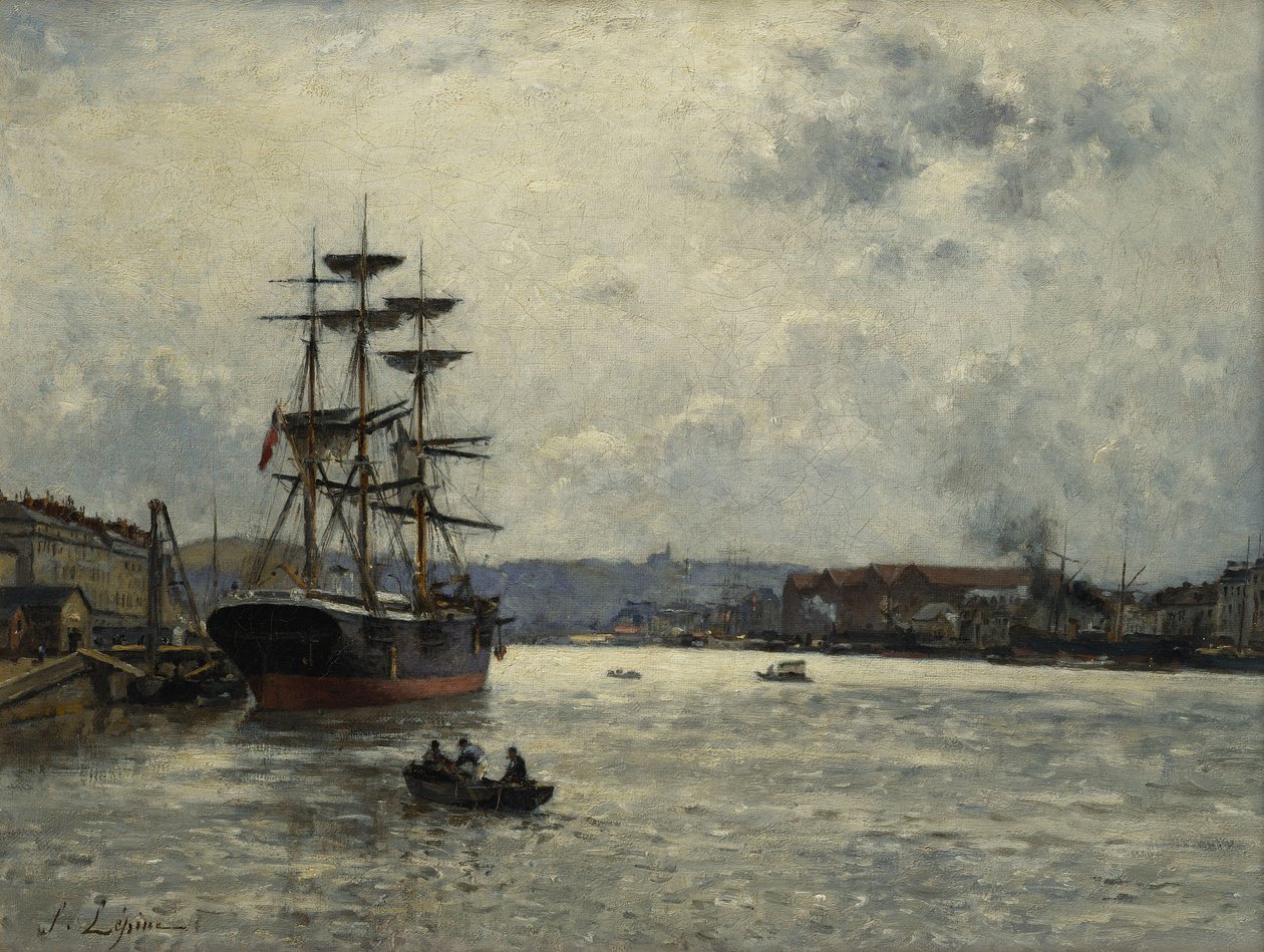 Hamnen i Caen; Le Port de Caen, av Stanislas Victor Edouard Lepine