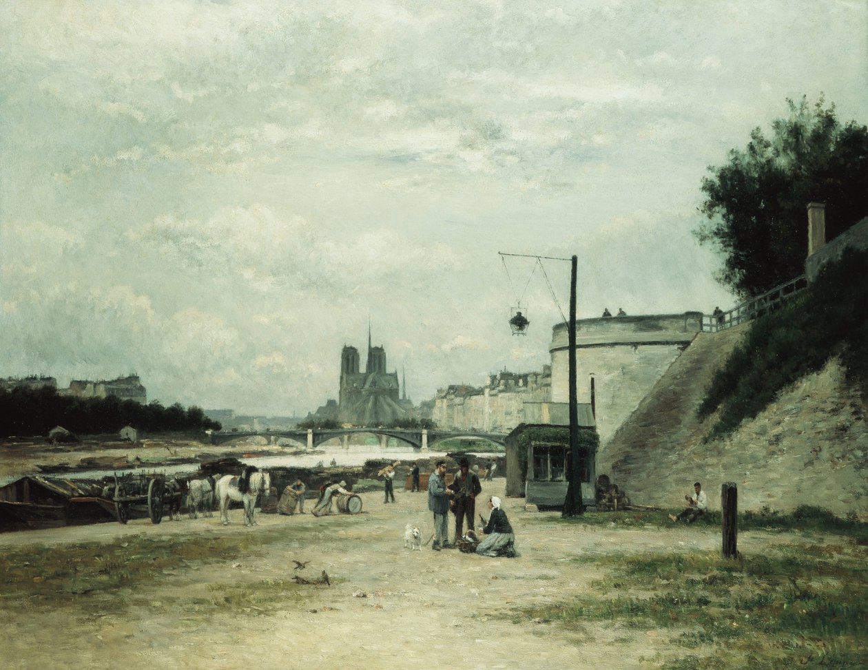Quai de Louviers vid Pont Sully, c.1875 av Stanislas Victor Edouard Lepine