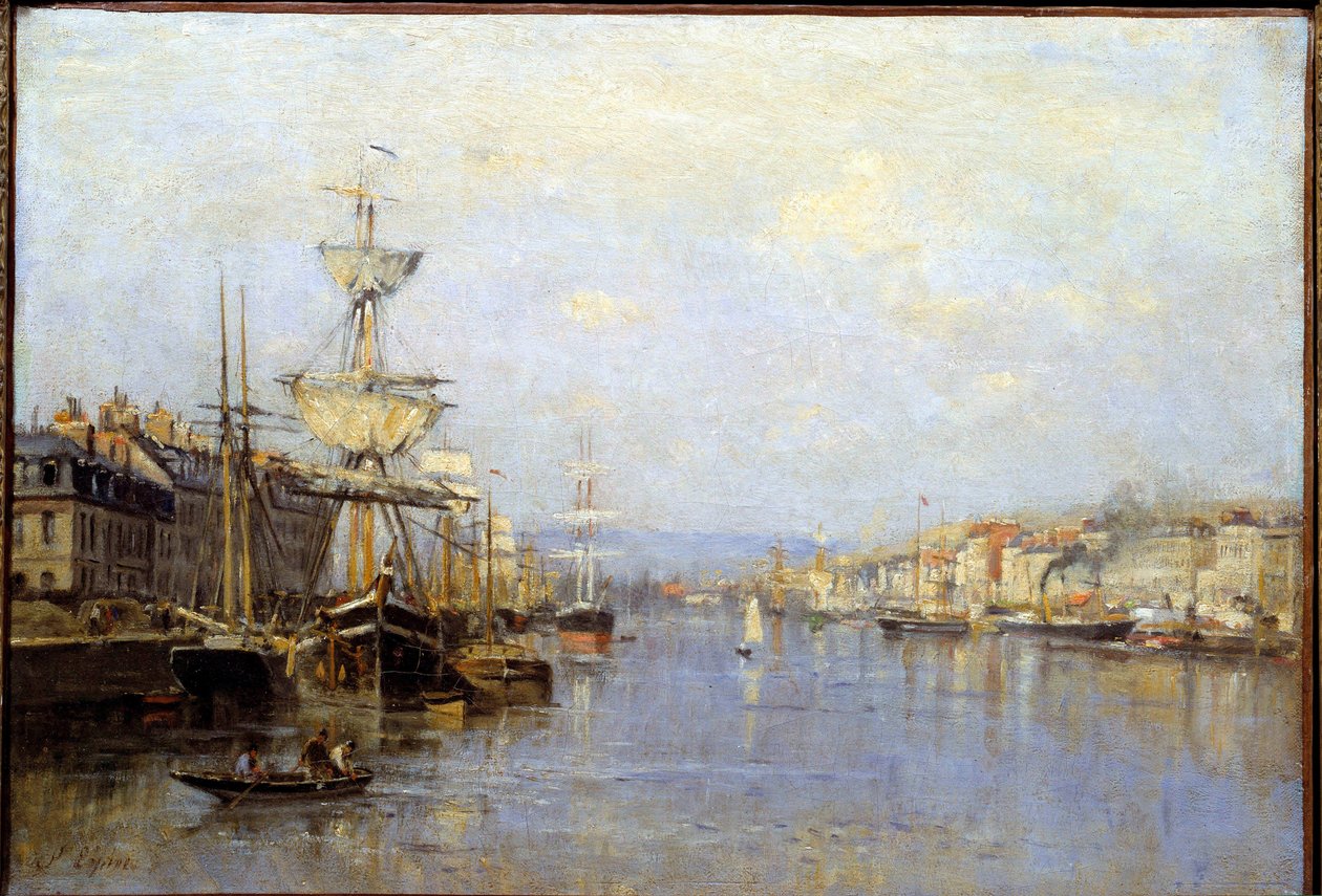 Utsikt över hamnen i Rouen Målning av Stanislas Lepine (1835-1892) Reims från 1800-talet, Musee des Beaux Arts av Stanislas Victor Edouard Lepine