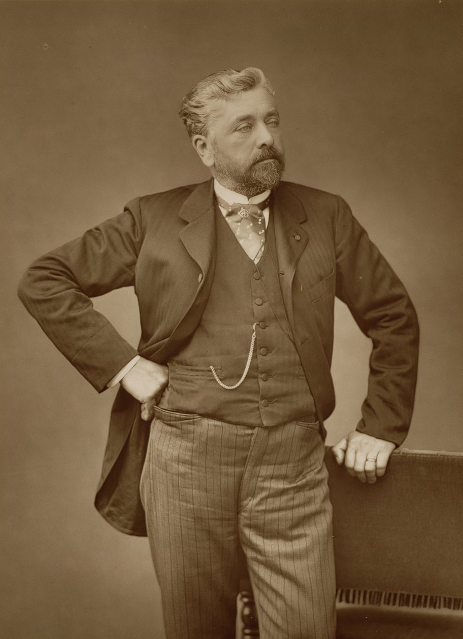 Alexandre Gustave Eiffel (1832-1923), fransk ingenjör, porträttfotografi (sepia) av Stanislaus Walery
