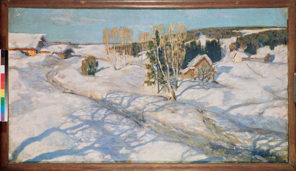 Blå snö. Målning av Stanislav Yulianovich Zhukovsky (Zhukovsky) (1873-1944), olja på duk av Stanislav Joulianovitch Joukovski