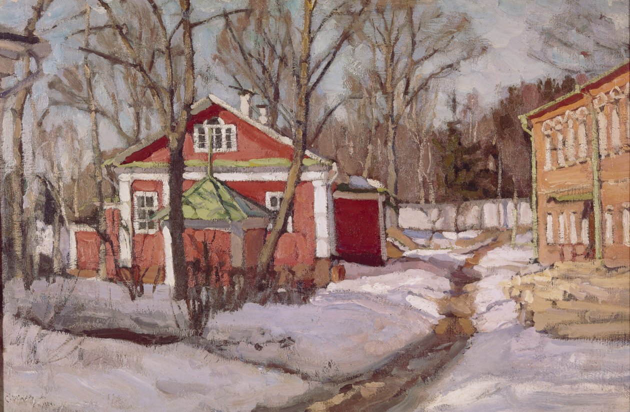 Landgård på vintern, 1904 av Stanislav Julianovic Zukovskij
