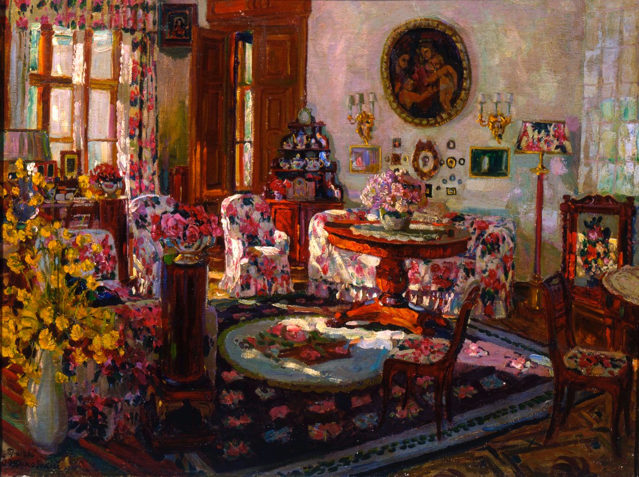Interiör i herrgården Brasovo, 1912. av Stanislav Julianovic Zukovskij