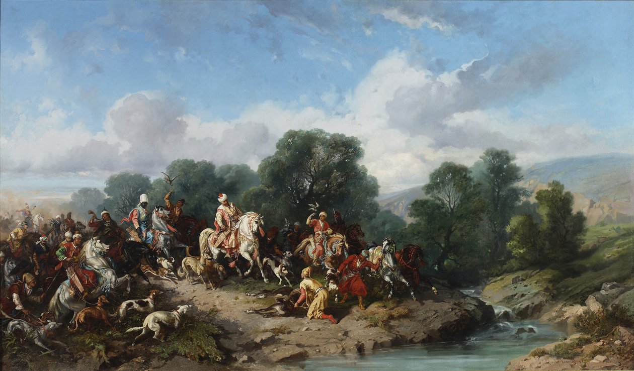 Sultan Ahmed III:s falkejakt, 1873 av Stanislav Khlebovsky