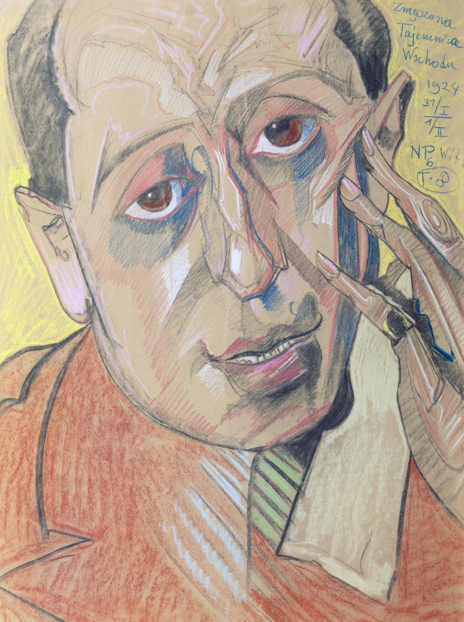 Porträtt av en man, 1924 (pastell på papper) av Stanislaw Ignacy Witkiewicz