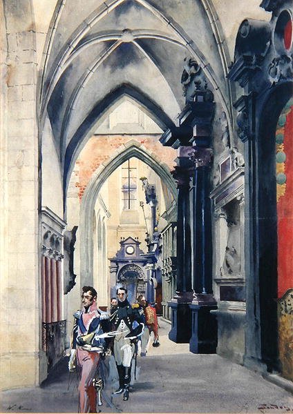 Interiör av katedralen på Wawel av Stanislaw and Kossak Wojciech Tondos