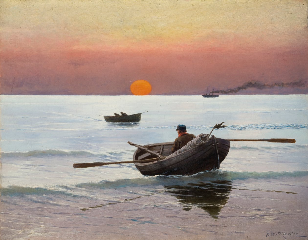 Solnedgång på havet (olja på duk) av Stanislaw Ignacy Witkiewicz