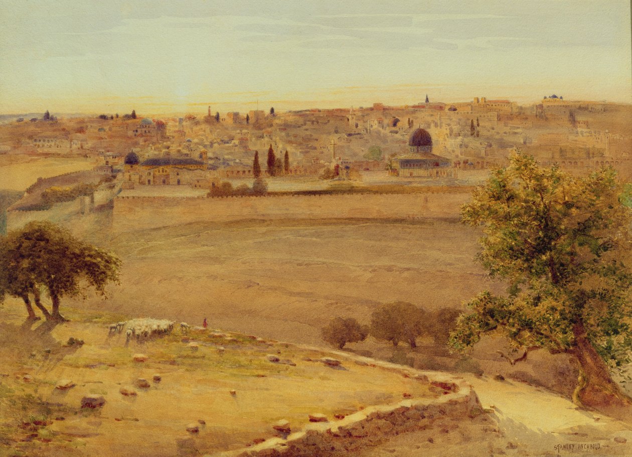 Jerusalem from the Mount of Olives (wc on paper) av Stanley Inchbold