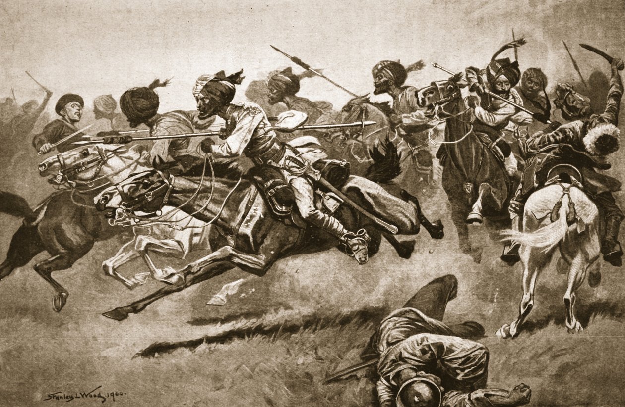 På expeditionen till Pao-ting-fu: A charge of the Bengal Lancers, illustration från 