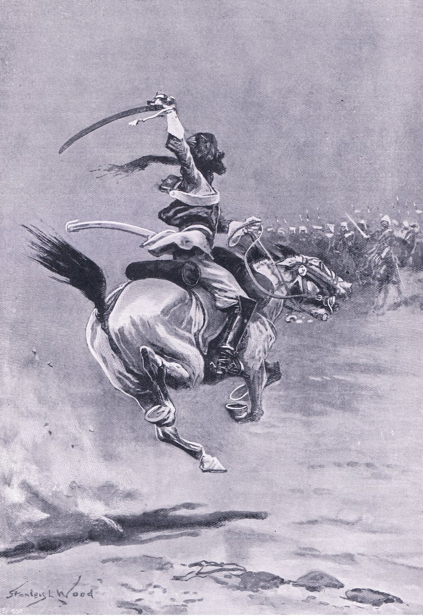 Delhi: Belägrarna attackerades ständigt, juli 1857, illustration från British Battles on Land and Sea, 1915 av Stanley L. Wood