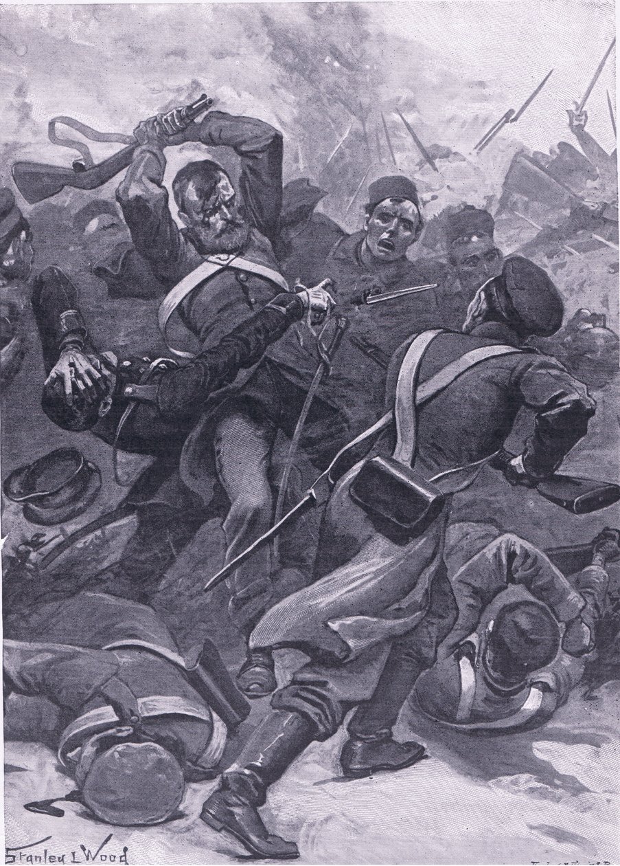 Inkerman: The 55th (2nd Border) Regiment charging the Russians, illustration från British Battles on Land and Sea, 1915 av Stanley L. Wood
