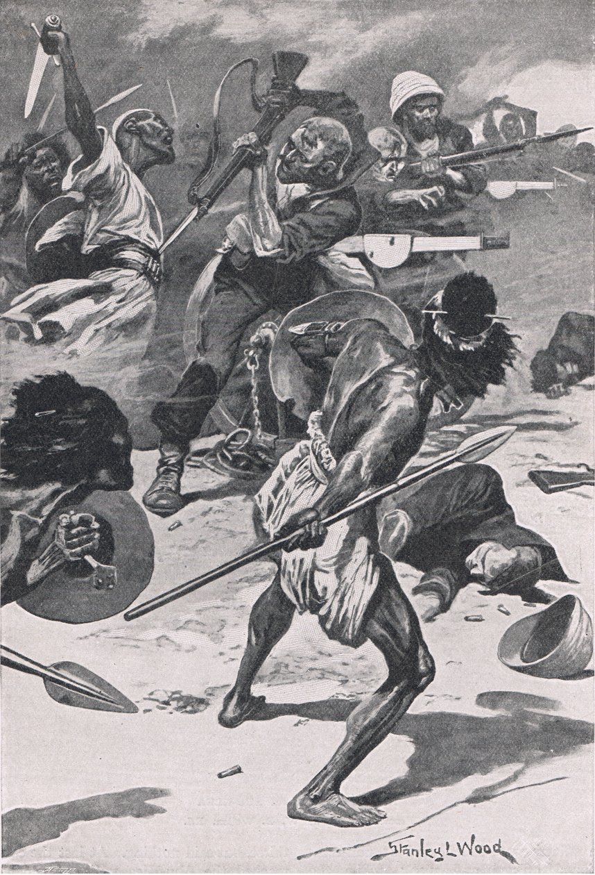 Slaget vid Abu-Klea, 17 januari 1885, illustration från British Battles on Land and Sea, 1915 av Stanley L. Wood