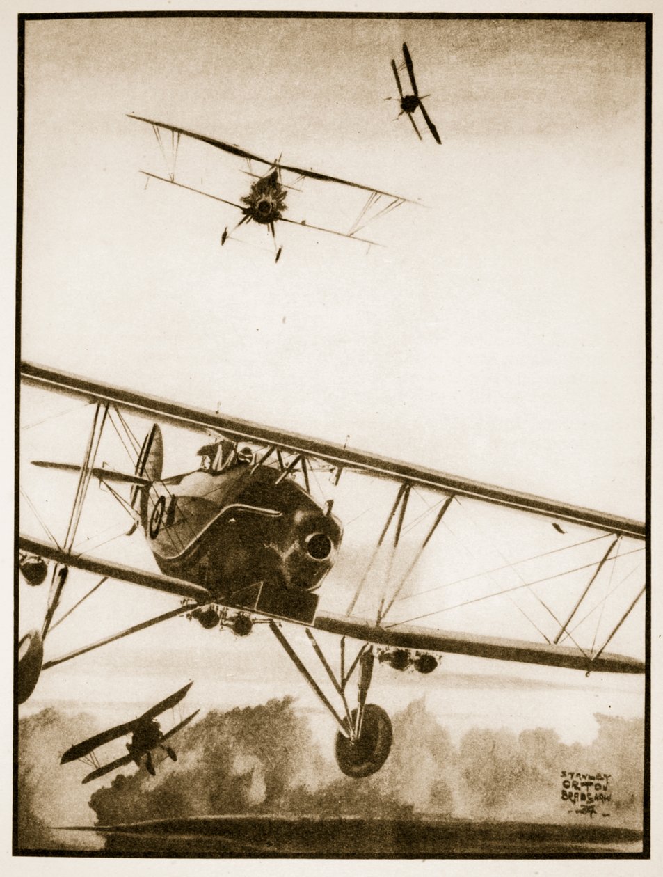 Attack, illustration från "Flying Memories" av John Hamilton av Stanley Orton Bradshaw
