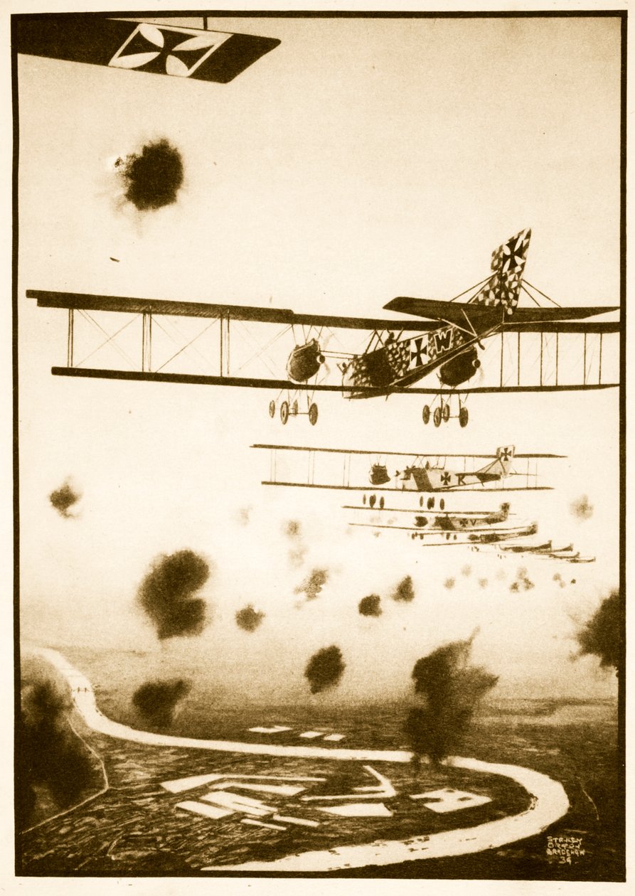 Daylight Raid on London, illustration från "Flying Memories" av John Hamilton av Stanley Orton Bradshaw