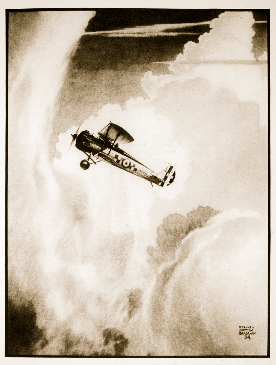 Träffade. flygning, illustration från "Flying Memories" av John Hamilton av Stanley Orton Bradshaw