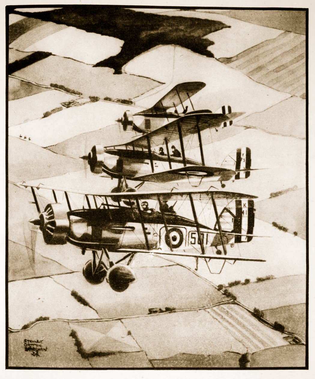 Terrier, illustration från "Flying Memories" av John Hamilton av Stanley Orton Bradshaw