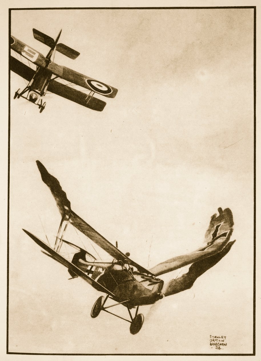 The Last Victory of James McCudden, illustration från "Flying Memories" av John Hamilton av Stanley Orton Bradshaw