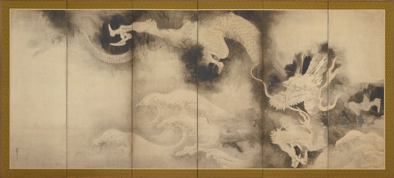 Drakar och moln, Momoyama eller Edo period, 1590-1640. av Sôtatsu