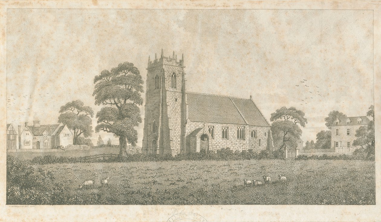 Adbaston Church: linje- och stipplegravyr, nd [c 1800] av Stebbing Shaw
