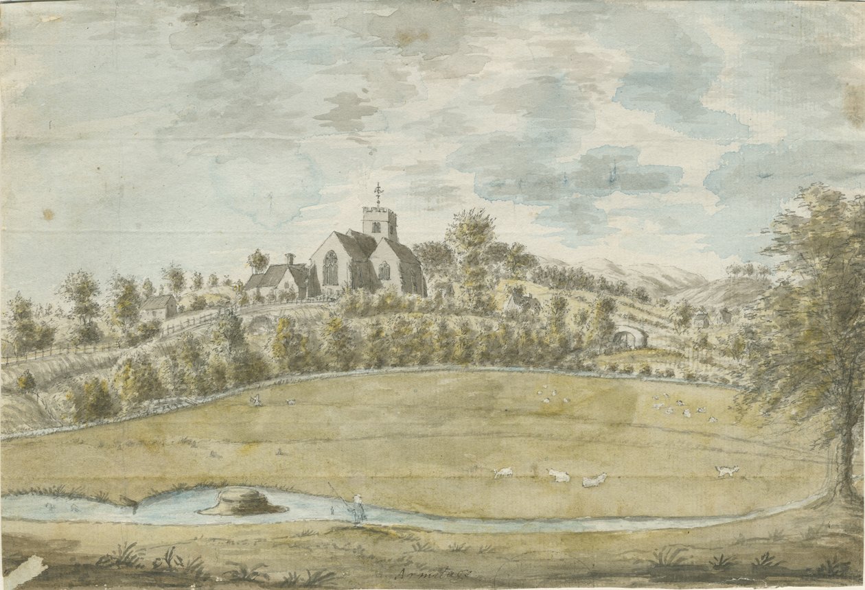 Armitage Church: akvarellmålning, nd [1762-1802] av Stebbing Shaw