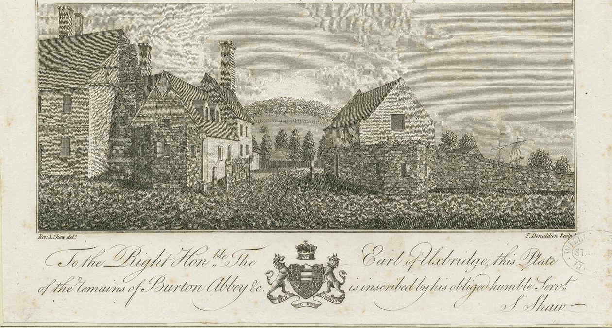 Burton-upon-Trent Abbey: gravyr, nd [c1795] (tryck) av Stebbing Shaw