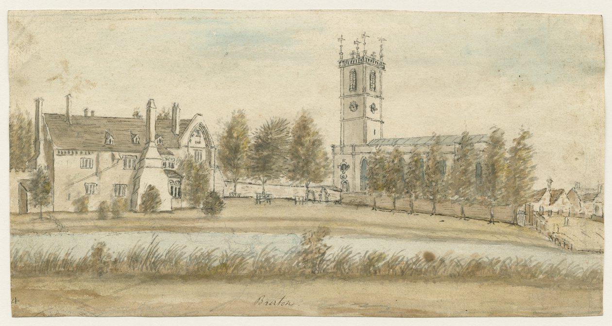Burton-upon-Trent Abbey: akvarellmålning och [c 1795] (målning) av Stebbing Shaw