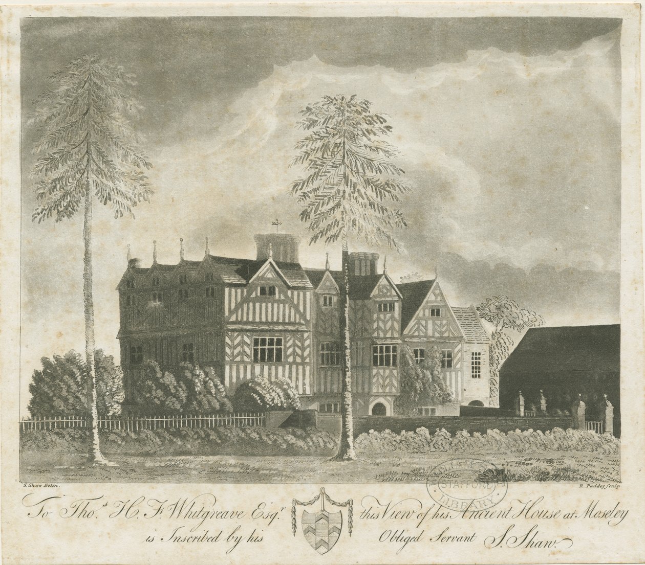 Bushbury - Moseley Old Hall: akvatintgravyr och [1700-talet] av Stebbing Shaw